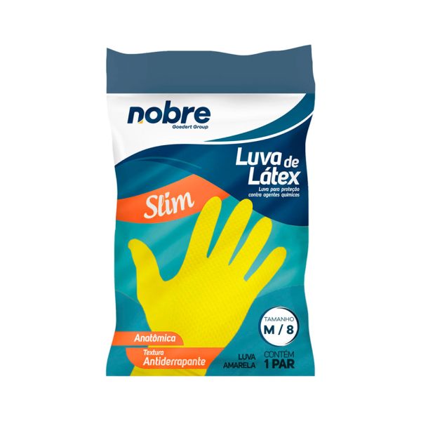 LUVA LÁTEX SLIM M AMARELA - NOBRE
