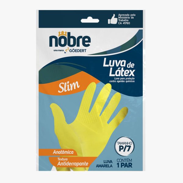 LUVA LÁTEX SLIM P AMARELA - NOBRE