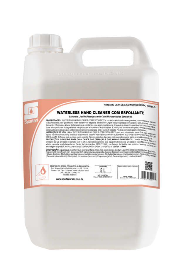 WATERLESS HAND CLEANER COM ESFOLIANTE 5L - SPARTAN