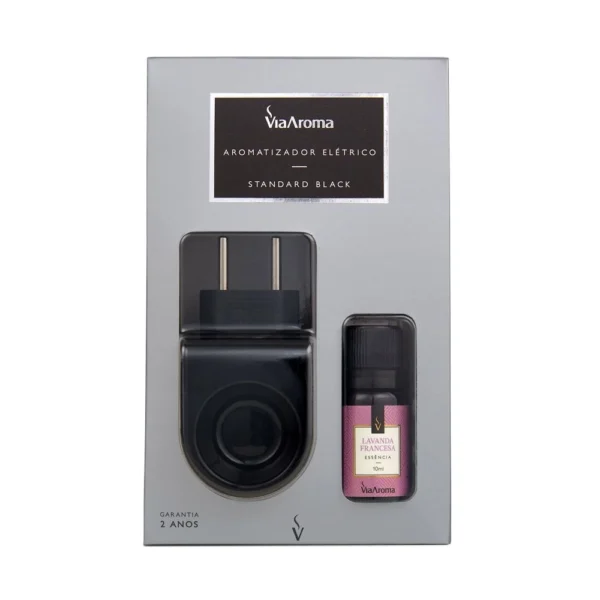 Difusor Aromatizador Standard Black com Essência Lavanda Francesa Via Aroma - 10ml